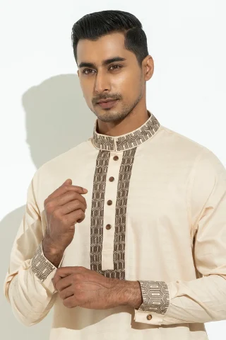 Embroidery Dobby Cotton Panjabi - S