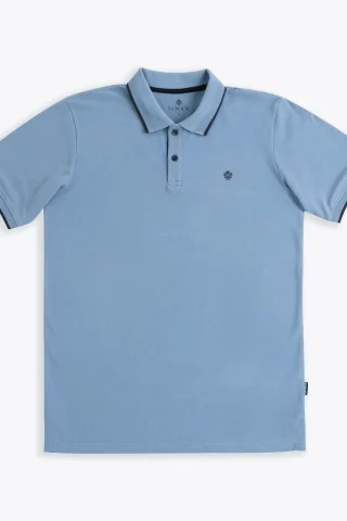 Blue Gray Pique Polo