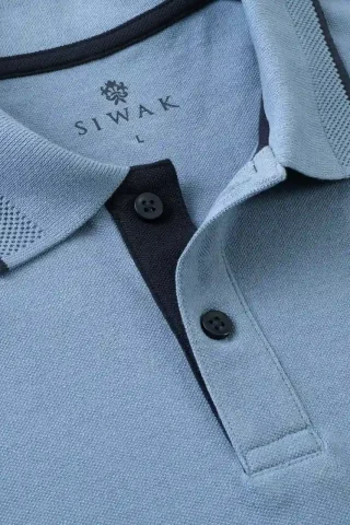 Blue Gray Pique Polo