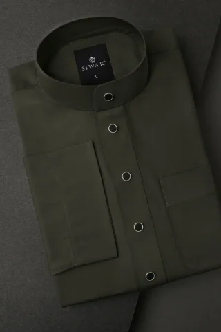 elegant men’s olive green jubba front view