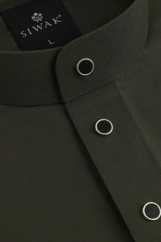 olive green jubba fabric close-up texture