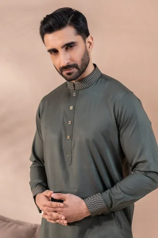 Premium Olive Panjabi close view