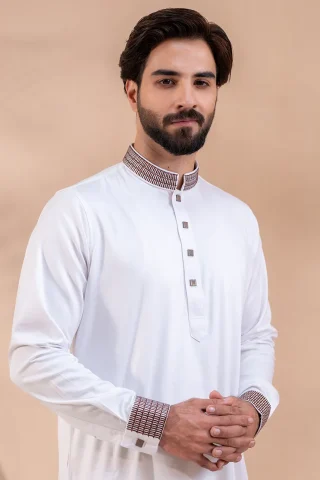 Premium White Panjabi close view