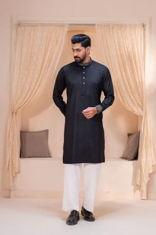 Premium Black Panjabi full view