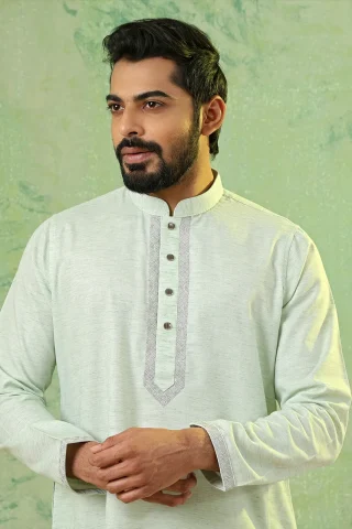 Embroidered Chest Collar Panjabi close view