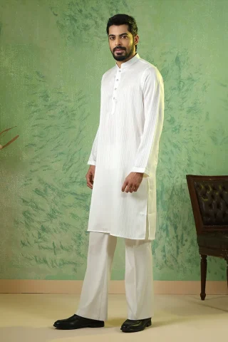 Classic Stripe White Panjabi for Men