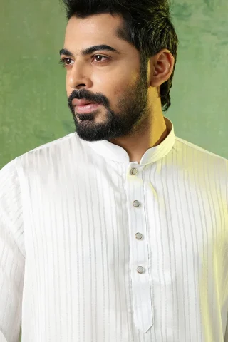 Classic Stripe White Panjabi for Men