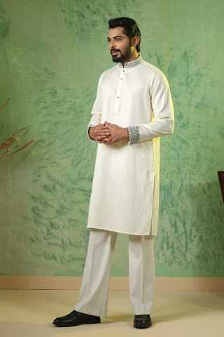 Premium Embroidered Panjabi full view
