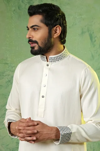 Premium Embroidered Panjabi close view