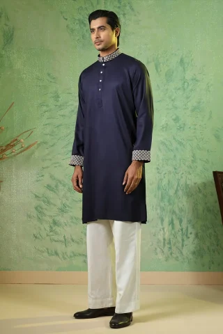 Embroidered Collar Panjabi full view