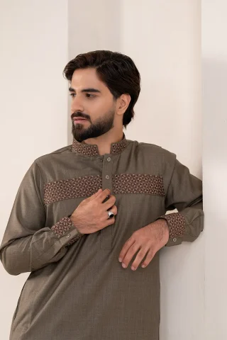 Platinum Bamboo Panjabi Men close view