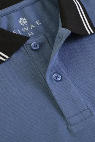 cotton pique polo with collar detail close up