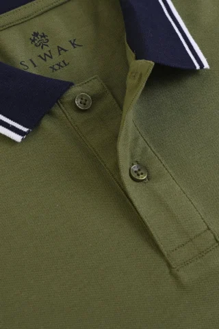 classic PK polo tee with collar detail close up