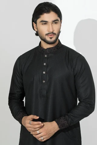 Platinum Embroidered Panjabi Front View