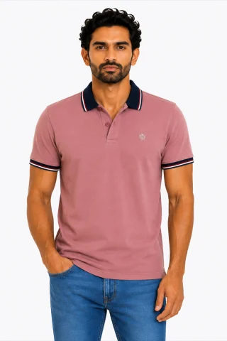 smart casual polo with collar detail close up