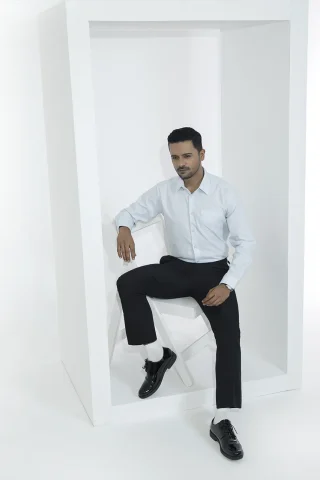 Men's solid white formal shirt