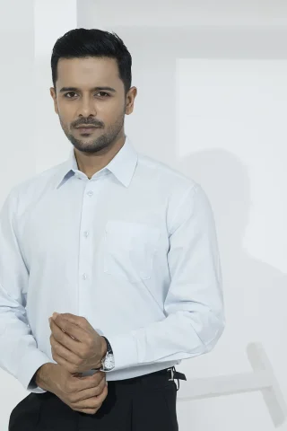 solid white formal shirt for men