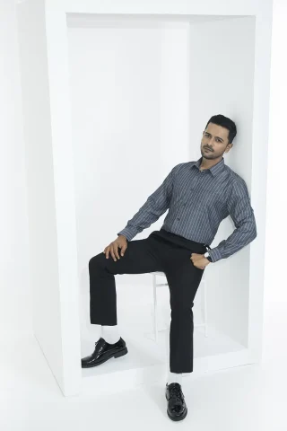 Men's charcoal striped formal shirt