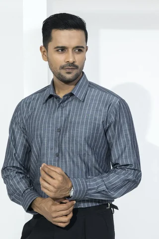 Charcoal striped shirt for men