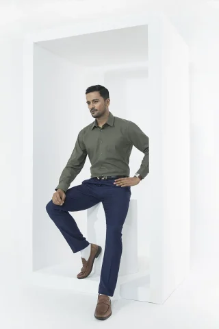 Men's olive formal shirt