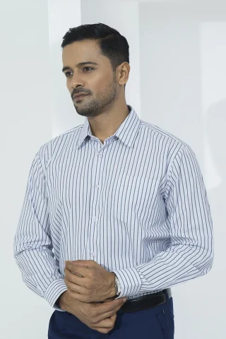 Blue multi stripe shirt for men
