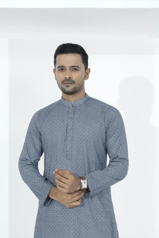 Classic Printed Panjabi front view with printed design